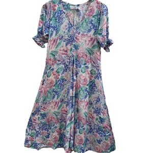 Faithfull the Brand Floral Midi Dress - Pink and Blue